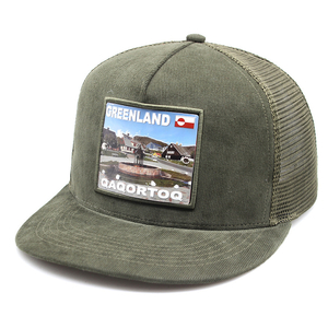 Olive Green Mesh Back Trucker Hat Custom Patch Logo Cap