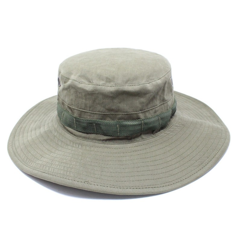 Men's Olive Green Wide Brim Boonie Hat for Hiking, Fishing & Camping