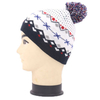 Cozy Geometric Pattern Winter Beanie with Fleece Lining & Pom-Pom