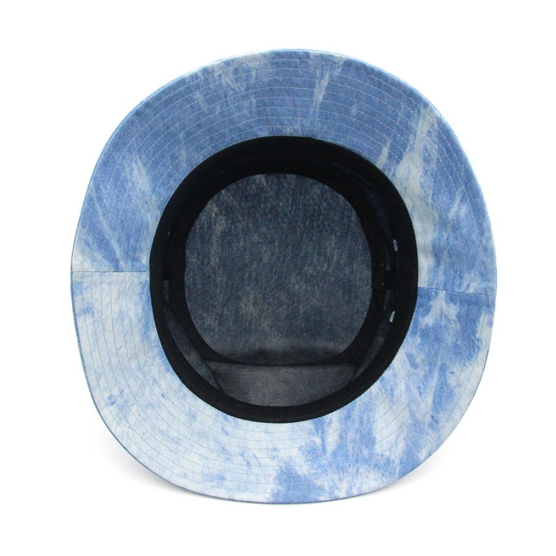 Women's Men's Blue Tie-Dye Denim Bucket Hat Summer Sun Hat