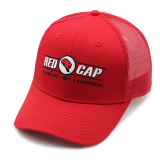 Wholesale Custom Embroidered Red Mesh Trucker Cap - Men Sports Headwear