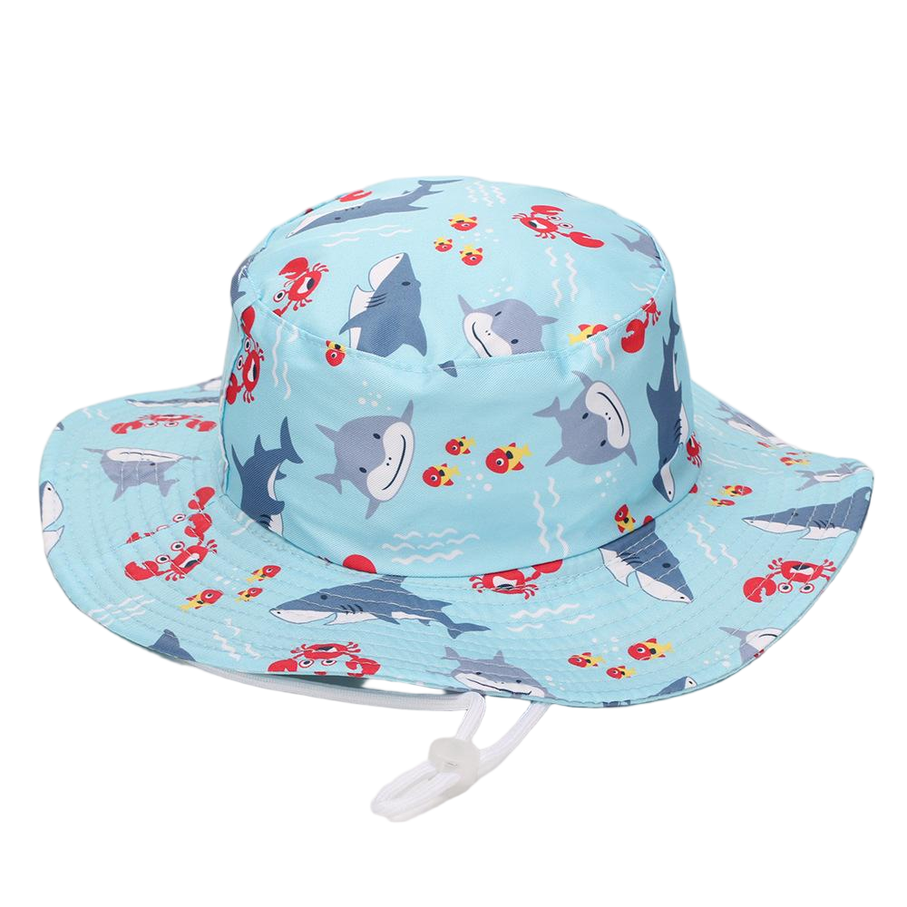 Fashion Priint Logo Kids Cotton Wide Brim Sun Protection Bucket Hat