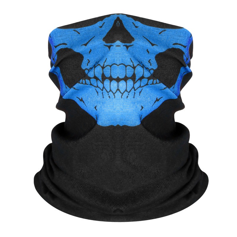 Custom Polyester Skull Print Seamless Bandana for Outdoor Activities
