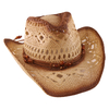 Vintage Crocheted Straw Cowboy Hat with Beaded Band