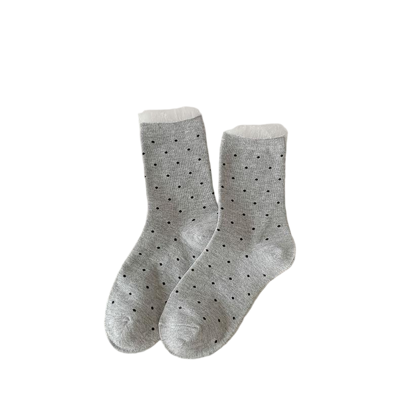 Women's Cute Polka Dot Crew Socks - Soft Cotton Breathable Mid-Calf Socks