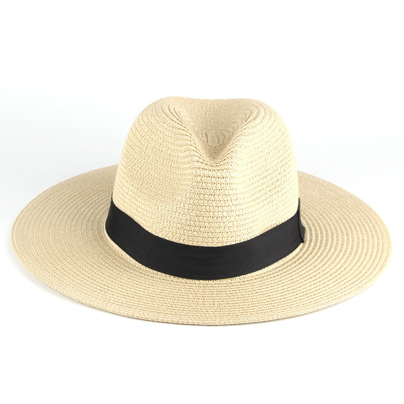 Retro Panama Style Straw Hat – Customizable Wide Brim Sun Protection Hat
