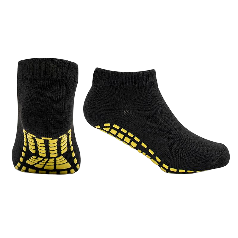 Anti-Slip Trampoline Socks | Black Ankle Socks with Purple Grips for Bounce, Yoga & Home Use