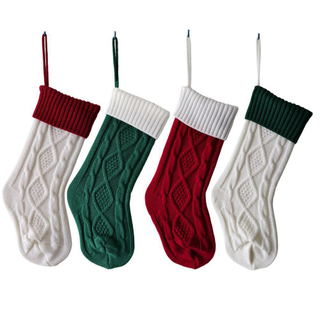 Custom Embroidery Acrylic Cable Knit Christmas Stockings Wholesale Xmas Tree Hanging Decoration