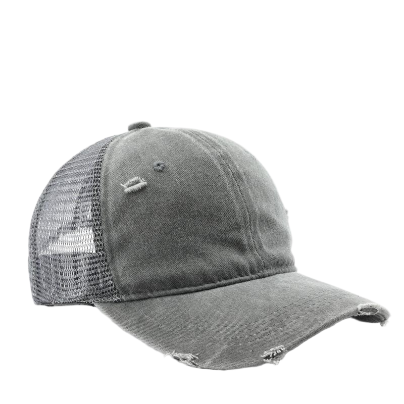 Wholesale Custom Cotton Distressed Trucker Hats Vintage Washed Destroyed Mesh Back Baseball Caps