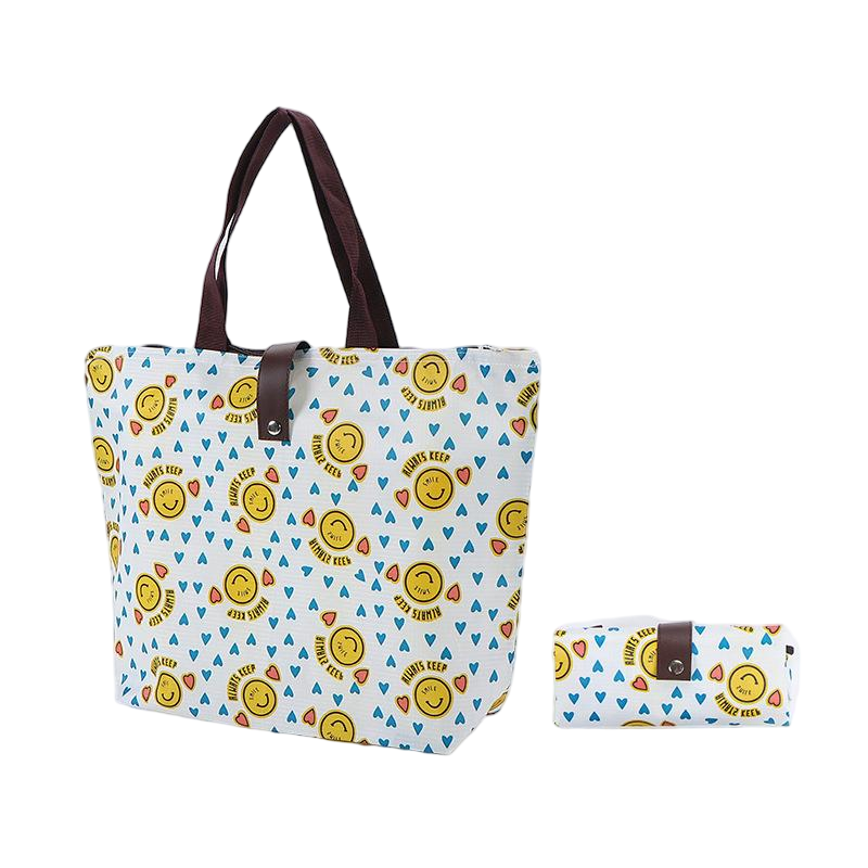 Custom Printed Foldable Polyester Tote Folder Bag Wholesale Reusable Grocery Shopping Handbag