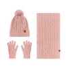 Wholesale 3-Piece Winter Polyester Cozy Cable Knit Set: Beanie, Scarf, Gloves - In Stock Now