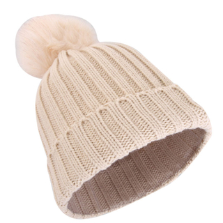 Wholesale Custom Faux Fur Pom Pom Knit Beanie Hat