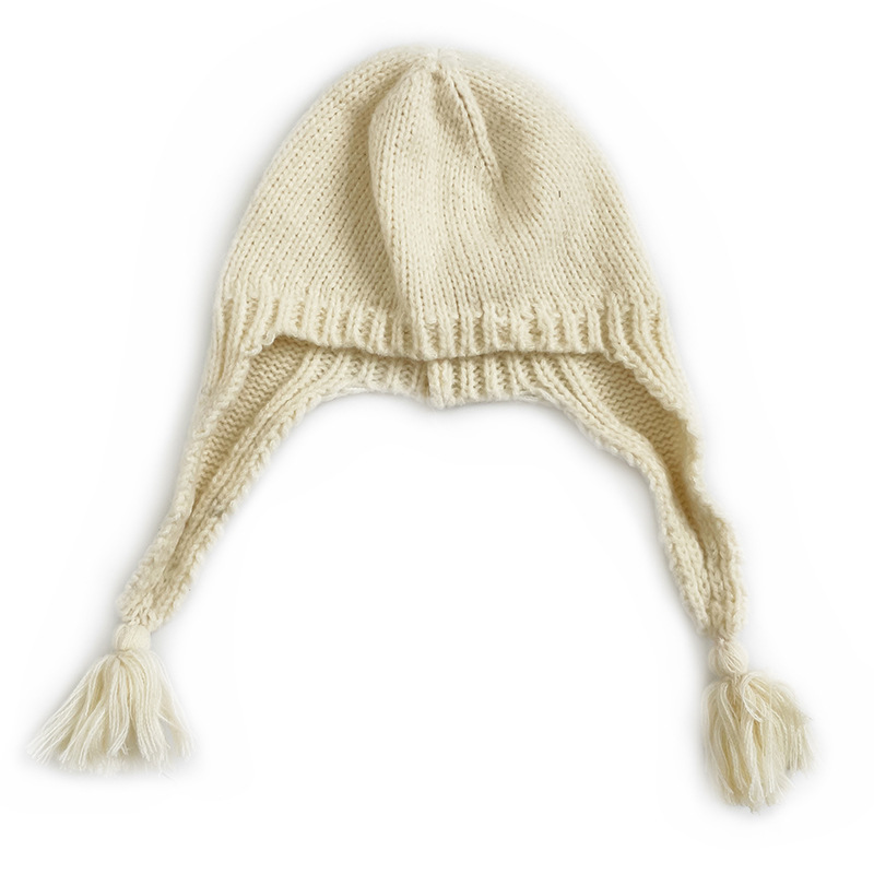 Cozy Winter Children Earflap Hat | Knit Beanie with Tassel Pom Poms 