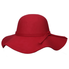 Wholesale Customizable Wool Floppy Hat with Wave Brim & Ribbon Bow for Women