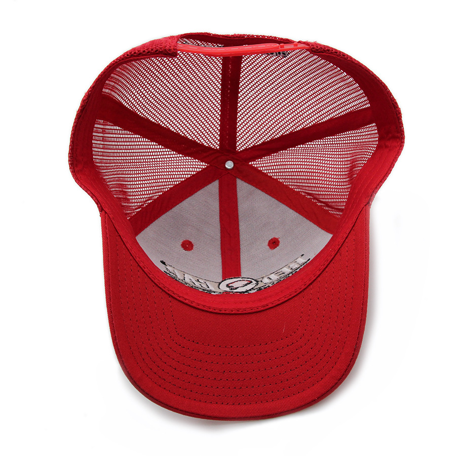 Wholesale Custom Embroidered Red Mesh Trucker Cap - Men Sports Headwear