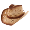 Vintage Crocheted Straw Cowboy Hat with Beaded Band