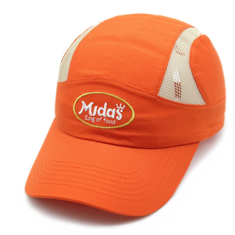 Wholesale Custom Orange 5-Panel Mesh Cap Breathable Golf Baseball Hat
