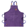 Heavy Duty Canvas Tool Apron | Cross-Back Bib Apron with Leather Straps for Cooking, Grilling & Woodworking