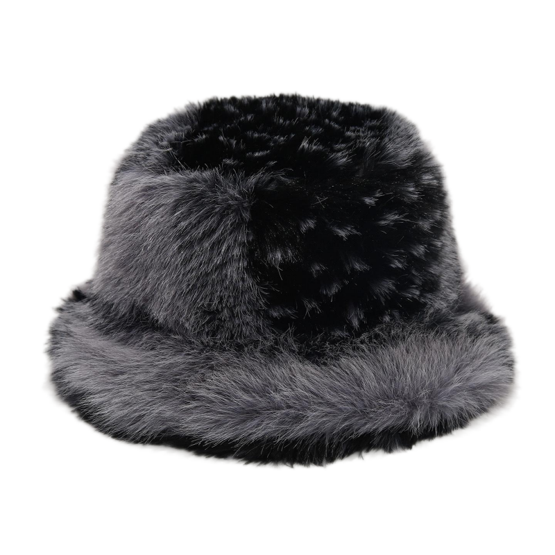 Bulk Custom Logo Winter Furry Bucket Hat, Patchwork Spotted Imitation Fur Plush Fisherman Cap For Women Men
